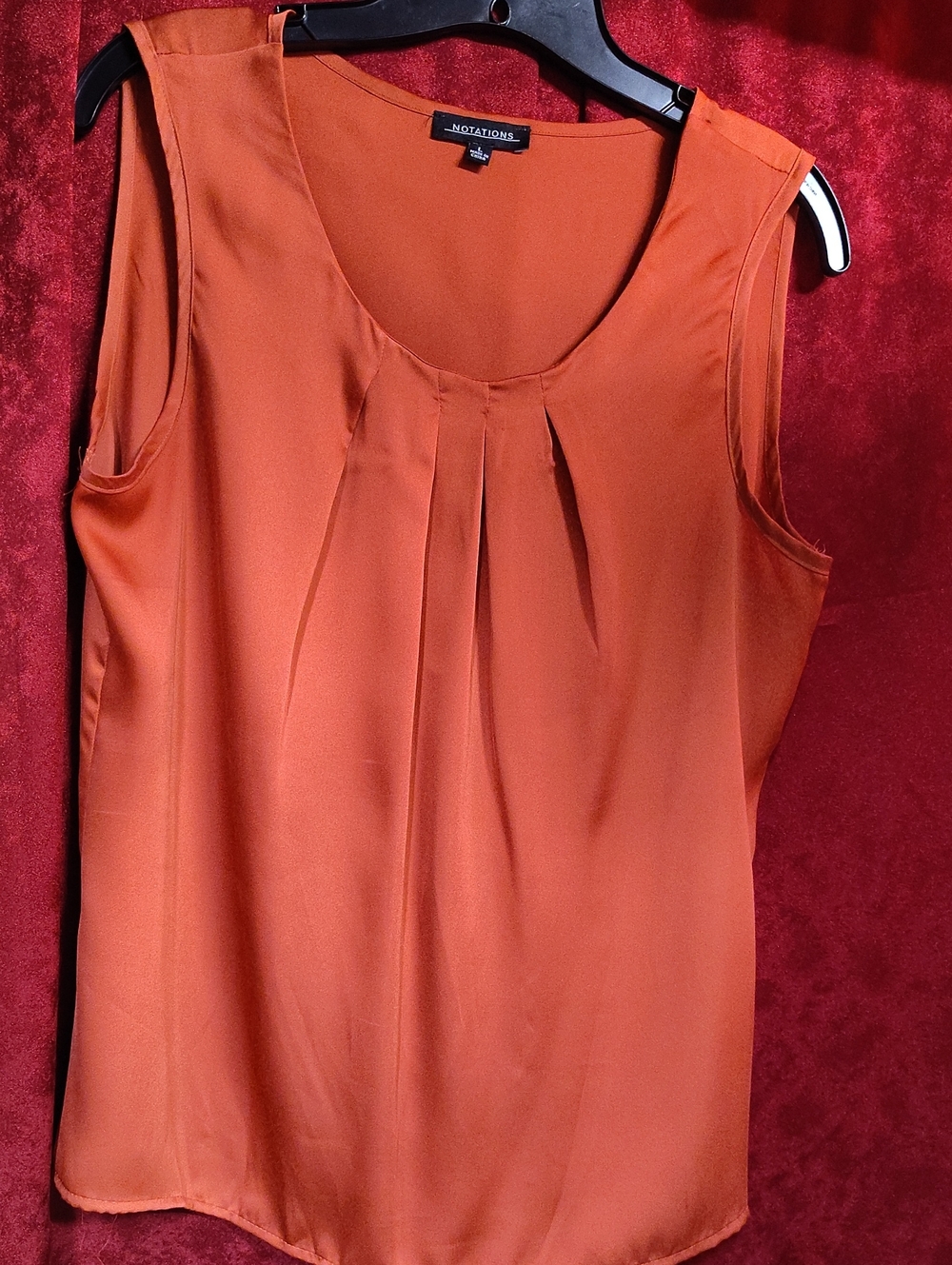 Notations Orange Sleeveless Pleated Camisole